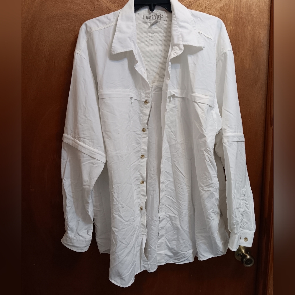 Authentic Outfitters  Mens White Lightweight Shirt Jacket